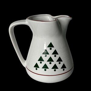 Unbranded Pottery made in Slovenia 64 ounce tree design 8 inch white pitcher